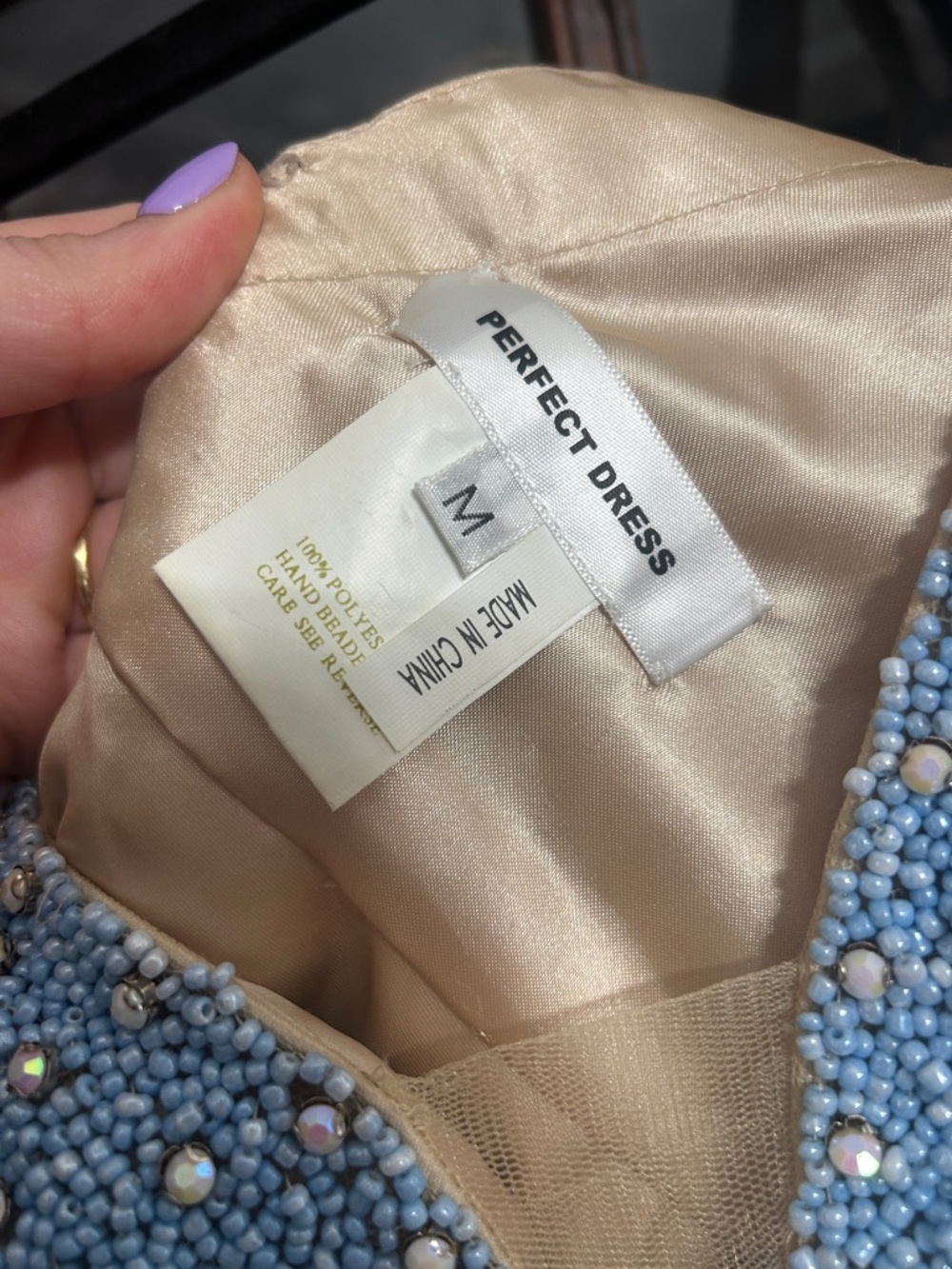 Light Blue Beaded V-Neck prom or event Dress - Picture 2 of 11